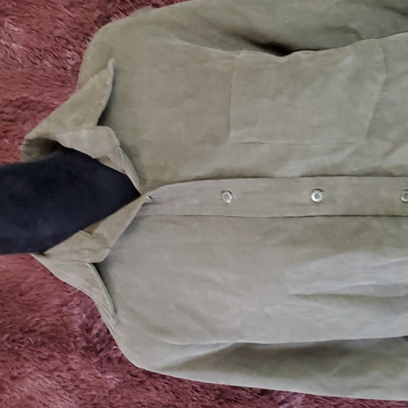 Chandler Hill Button One Pocket Suede Like Blouse - Picture 2 of 5